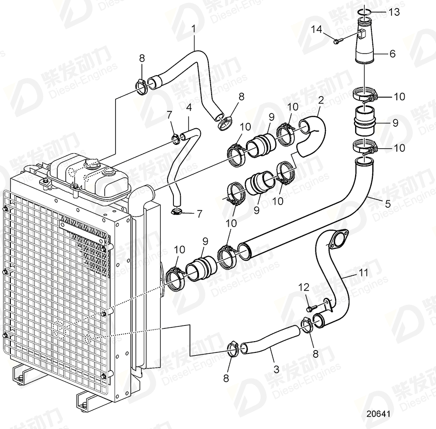 volvo penta Charge air pipe 888144 Drawing